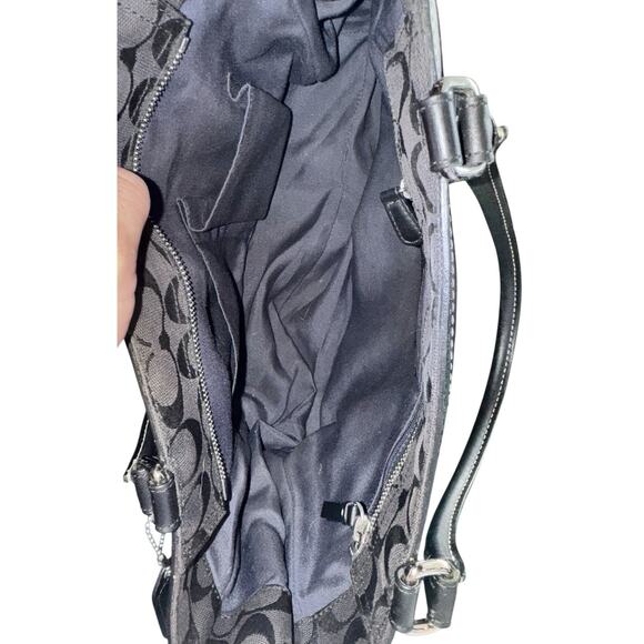 Coach Hampton Signature Black Jacquard Leather Trim Satchel Tote Bag Purse Y2K - Picture 13 of 13